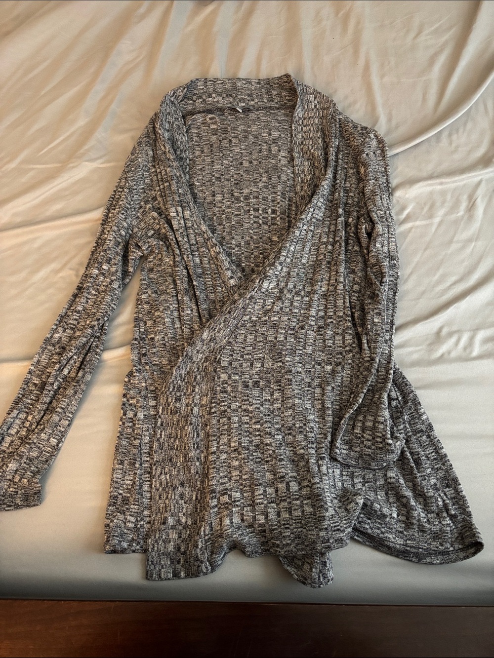 Charlotte Russe Gray Marled Open-Front Cardigan
